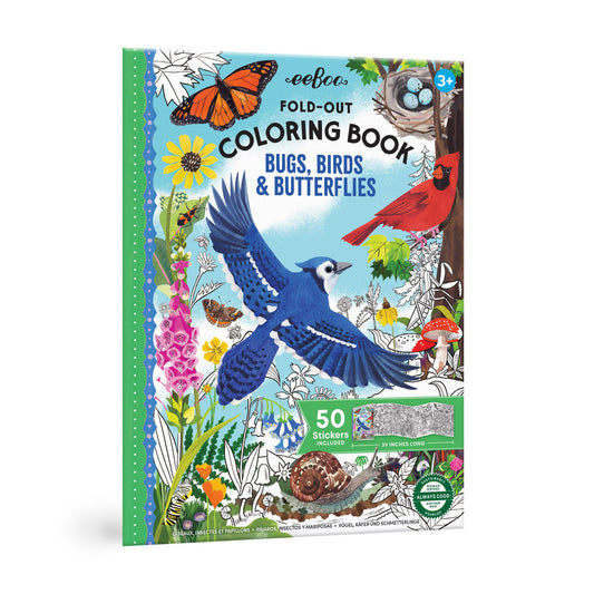 Fold-Out Colouring Book | Bugs, Birds & Butterflies