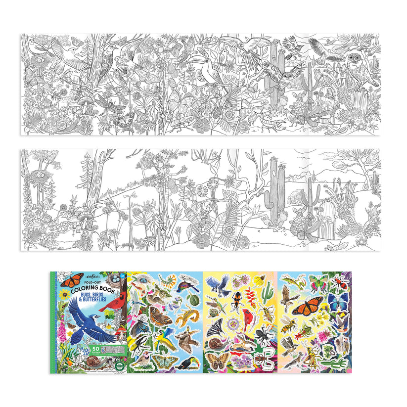 Fold-Out Colouring Book | Bugs, Birds & Butterflies