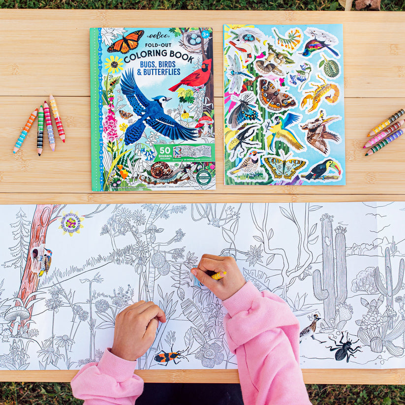 Fold-Out Colouring Book | Bugs, Birds & Butterflies